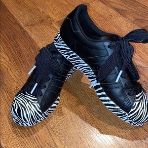 Adidas Superstar Black w/ zebra stripes